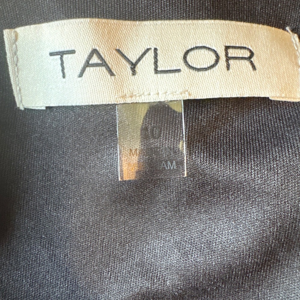 Taylor Womens Black White Floral V-Neck Smocked Waist Maxi Dress Size 10 - Picture 3 of 4